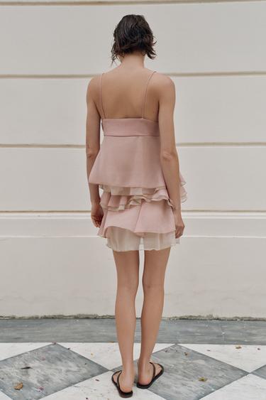 TOP LINGERIE À FRONCES - Rose clair de Zara - Image 4