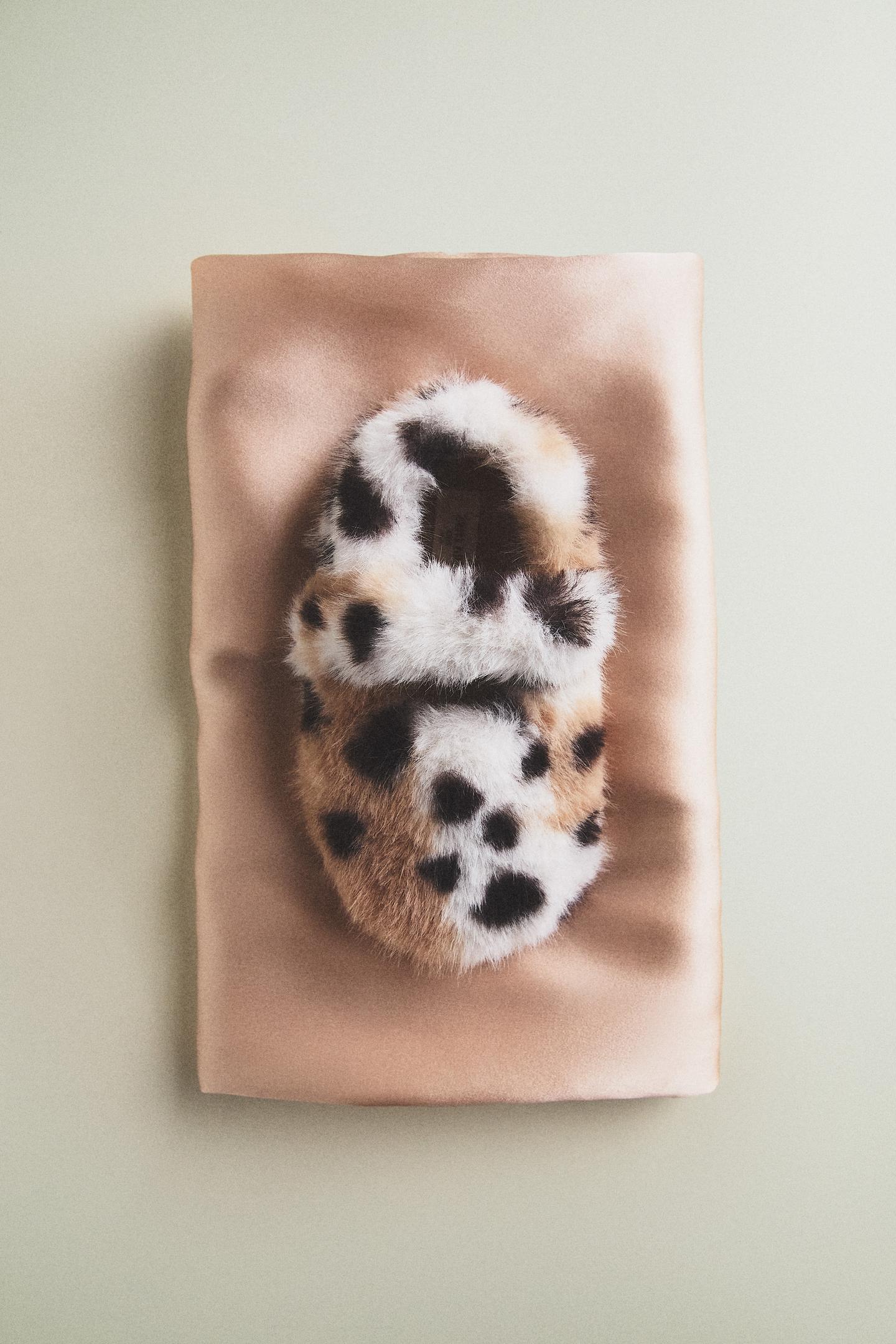 Детские тапочки Zara Faux Fur Slippers, цвет: Коричневый — фото 6