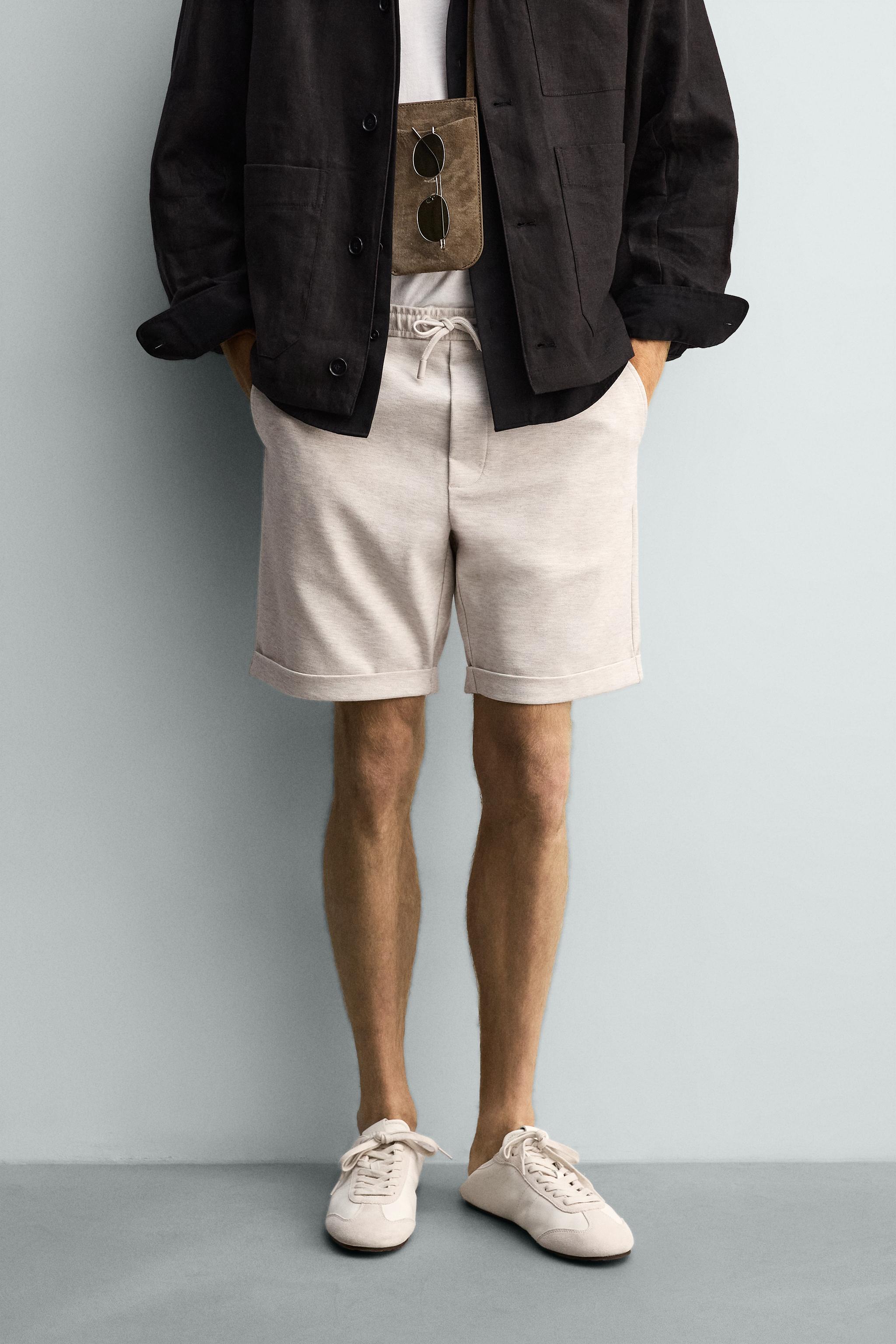COMFORT REGULAR FIT SHORTS — Ecru / Marl