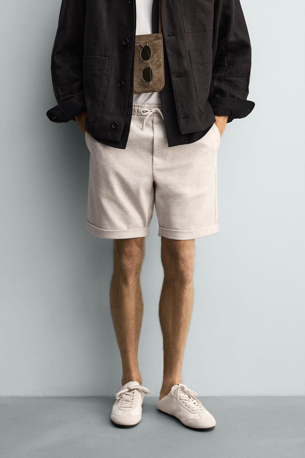 COMFORT REGULAR FIT SHORTS — Ecru / Marl