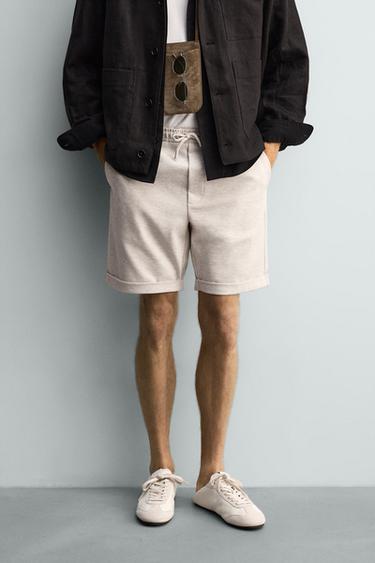 COMFORT REGULAR FIT BERMUDA SHORTS - Ecru / Marl by Zara