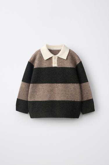 SOFT TOUCH STRIPED KNIT POLO — Brown / Green 1