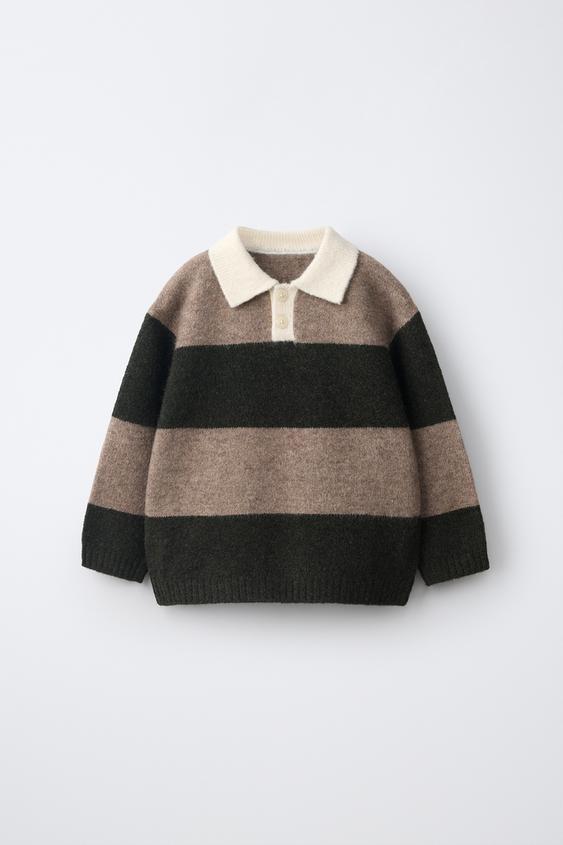 SOFT TOUCH STRIPED KNIT POLO - Brown / Green by Zara - Image 0