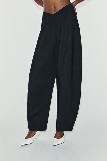 Zara HIGH-WAISTED BALLOON PANTS - Black