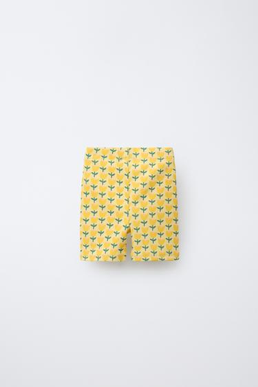LEGGING RIB CYCLISTE IMPRIMÉ - Jaune pastel de Zara - Image 1