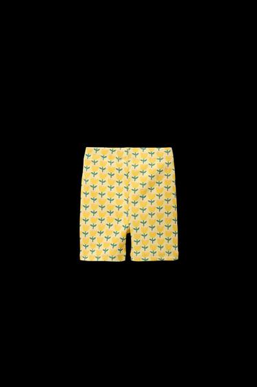 PRINTED RIBBED CYCLING LEGGINGS - Pastel yellow by Zara