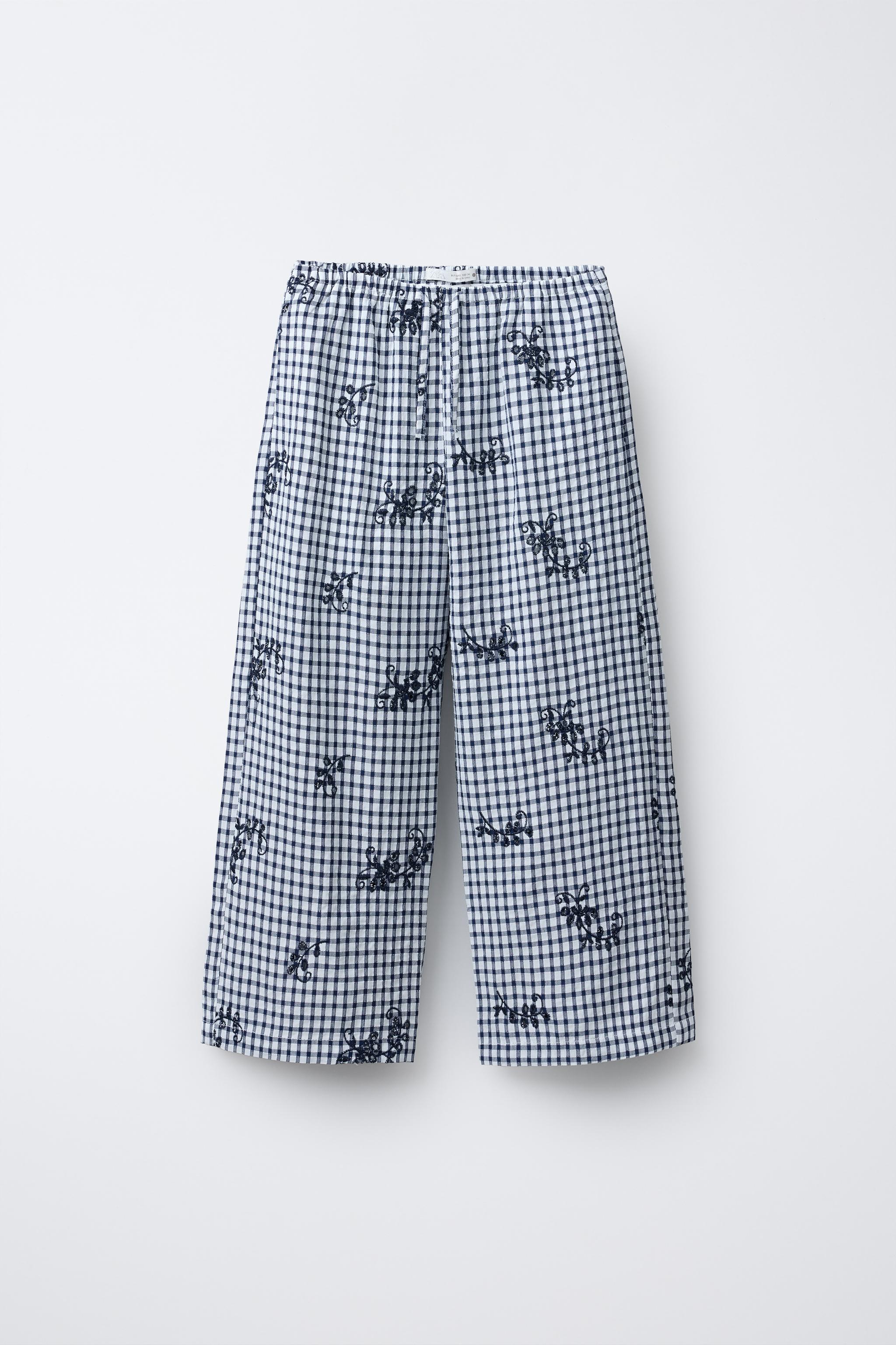 パンツ CHECK EMBROIDERY STRAIGHT PANTS Pull-on Straight-leg Pant In Check For Women | J.Crew