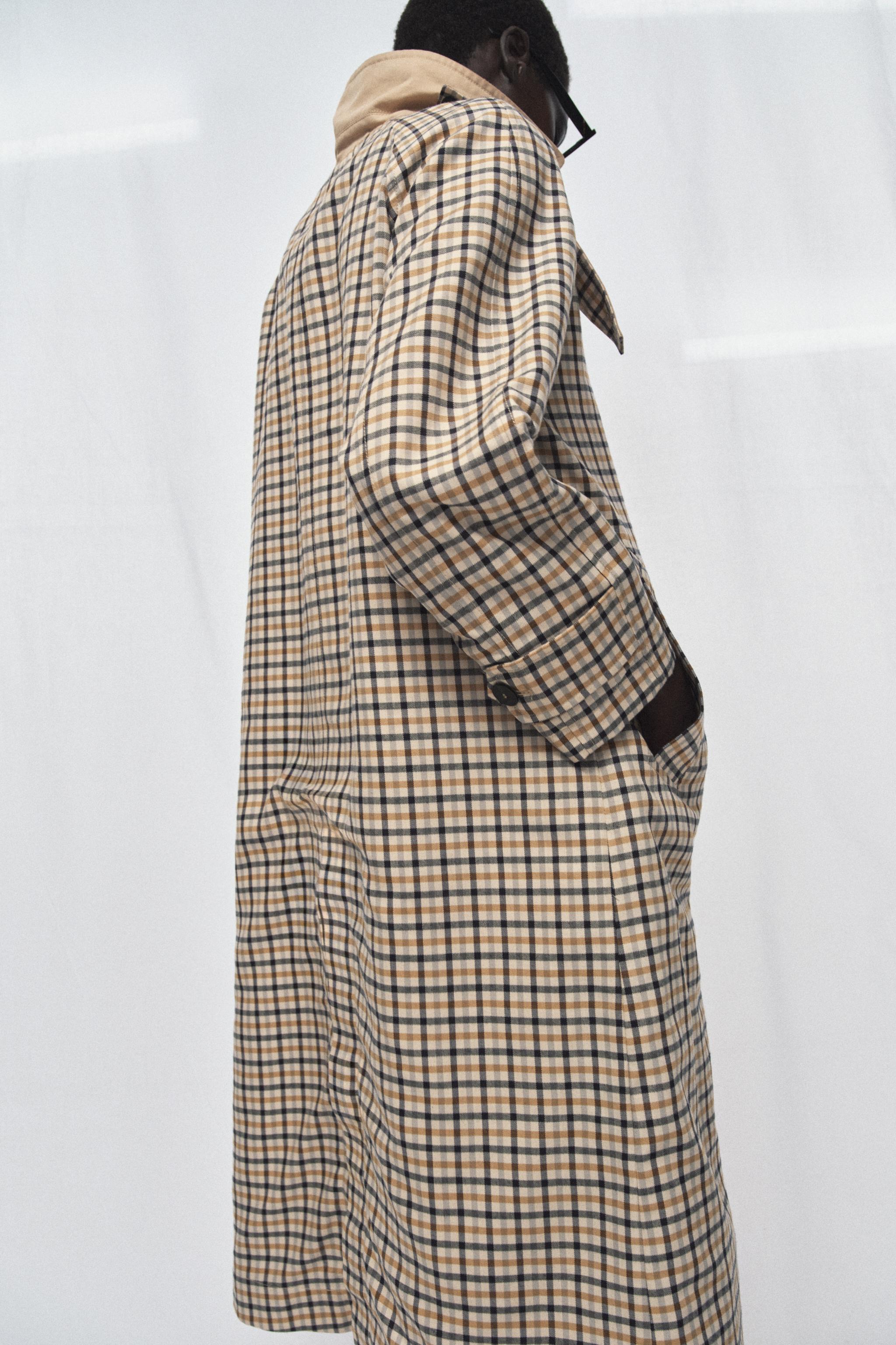 ZW COLLECTION リバーシブルチェック柄トレンチコート - ベージュ