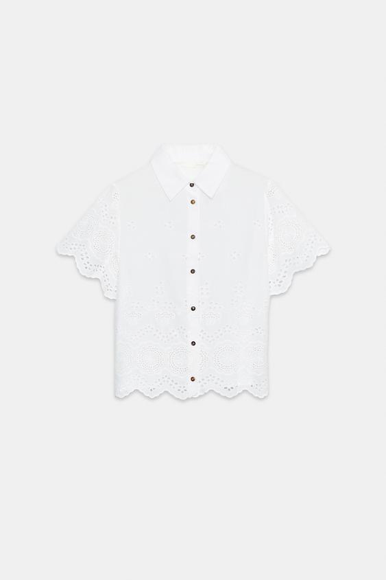 CAMISA BORDADOS - Blanco de Zara - Imagen 0