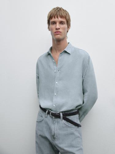 Camisa regular fit acabado maltinto - Azul de Zara