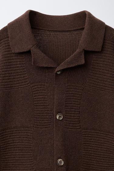CROCHET KNIT SHIRT - Brown / Taupe by Zara - Image 2