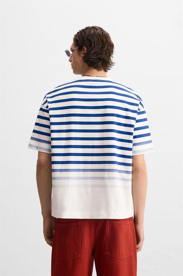 T-SHIRT À RAYURES - Blanc de Zara - Image 2