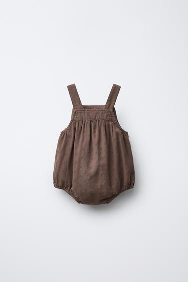 EMBROIDERED LACE JUMPSUIT - Brown by Zara - Image 1