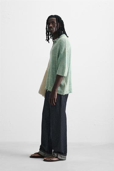 POLO EN MAILLE DÉLAVÉ - vert délavé de Zara - Image 4
