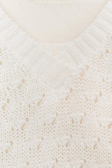PULL BIMATIÈRE AVEC GILET - Écru de Zara - Image 6