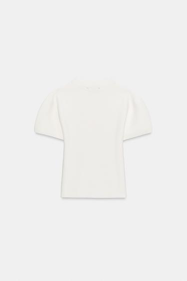 PUFF SLEEVE KNIT TOP - White by Zara - Image 6