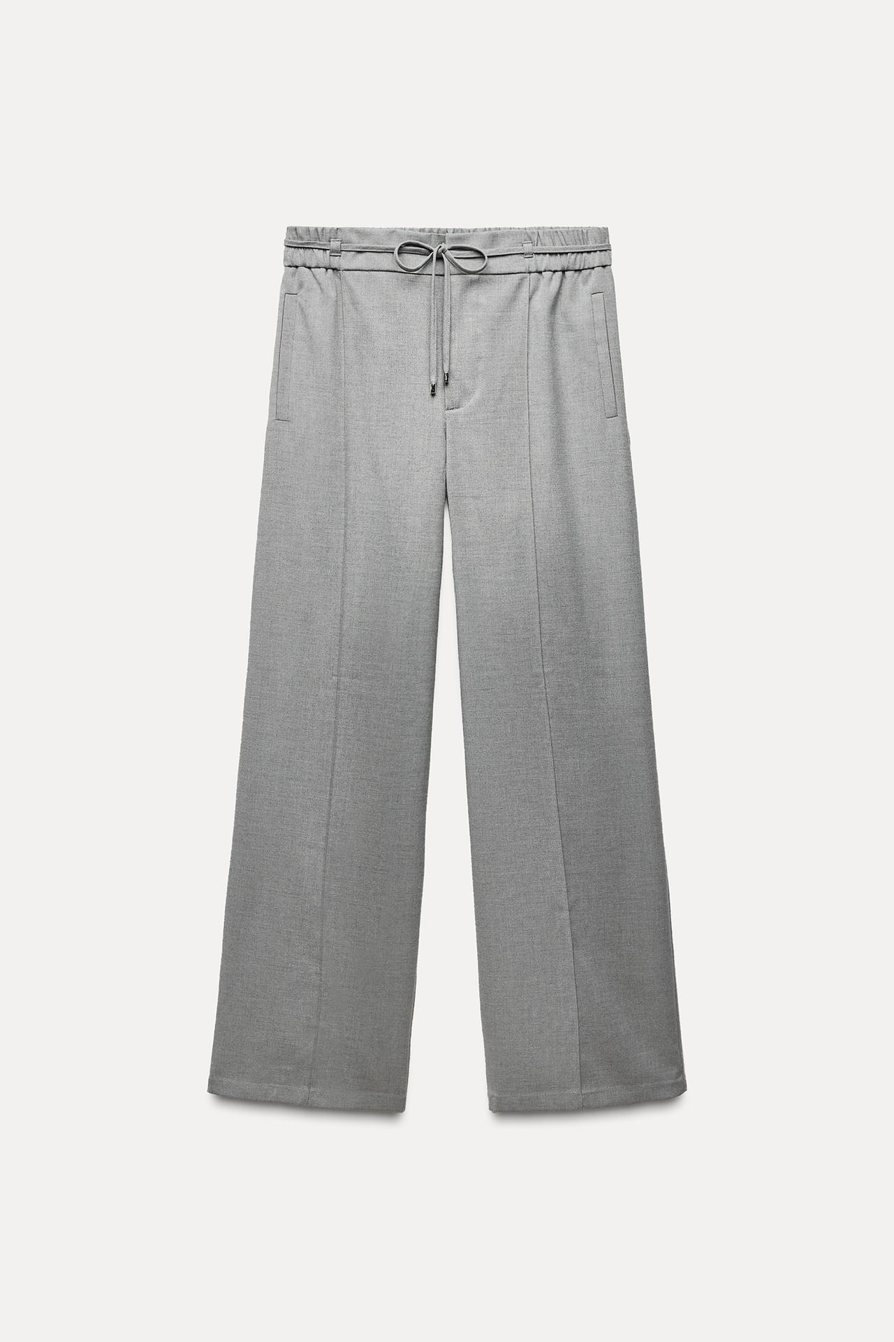 PANTALÓN ANCHO CINTURA ELÁSTICA - Gris de Zara - Imagen 4