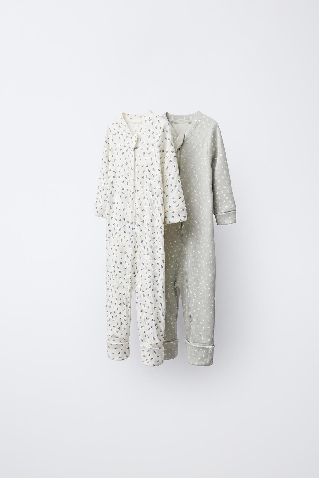 2-PACK OF CONVERTIBLE FOOT FLORAL SLEEPSUITS