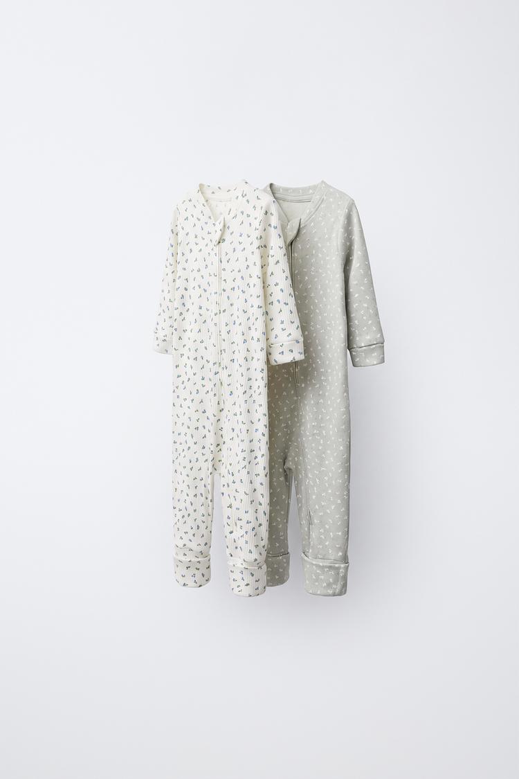 Pack dos pijamas enteros pie convertible flores