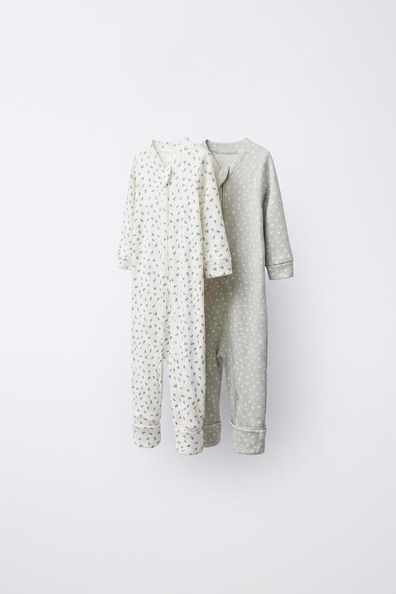 LOT DE DEUX GRENOUILLÈRES À PIEDS CONVERTIBLES FLEURS - Verdâtre de Zara - Image 0