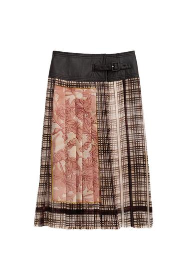 LIMITED EDITION SCARF PLEATED SKIRT - Printed by Zara