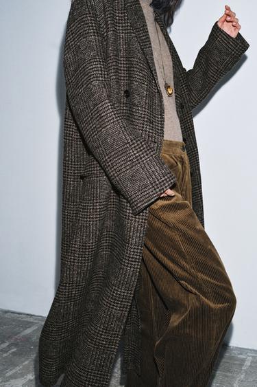 MANTEAU À CARREAUX COLLECTION ZW - Marron foncé de Zara - Image 1