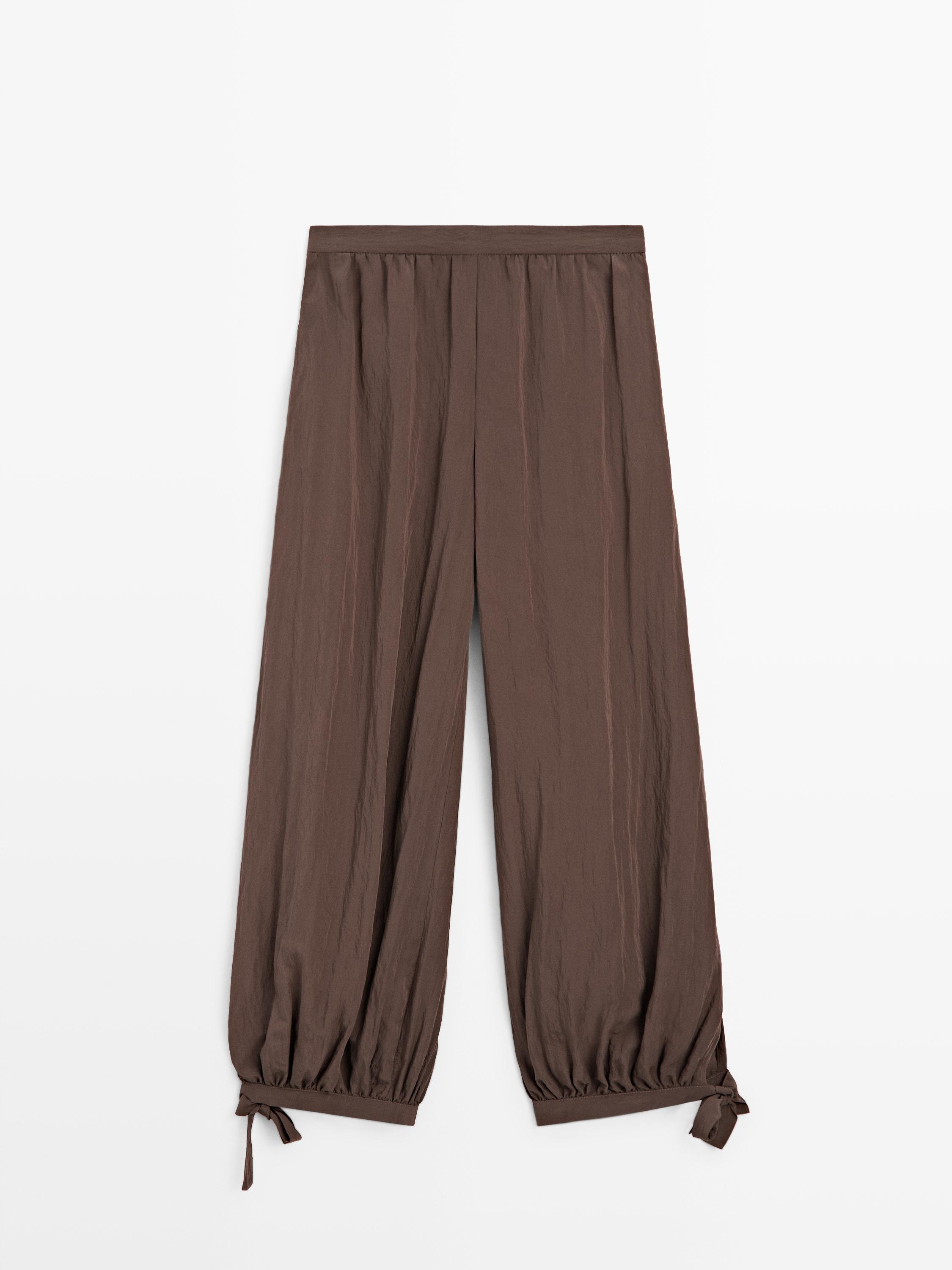 flowing draped pants — Brown / Taupe