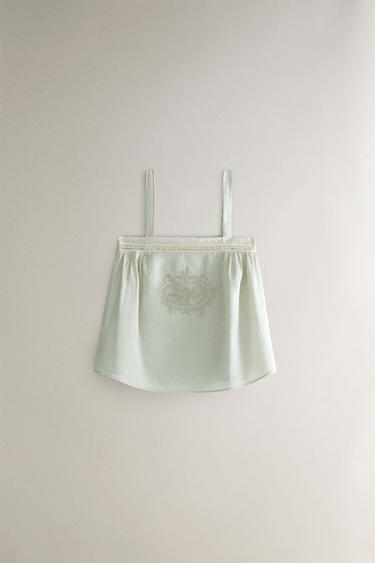 OPENWORK SATIN TOP - Sea green by Zara - Image 0