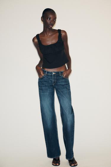 COMBINATION INTERLOCK POPLIN TOP - Black by Zara