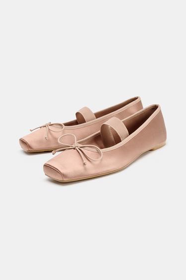 BALLERINES SATINÉES AVEC NŒUD - Rose de Zara - Image 3