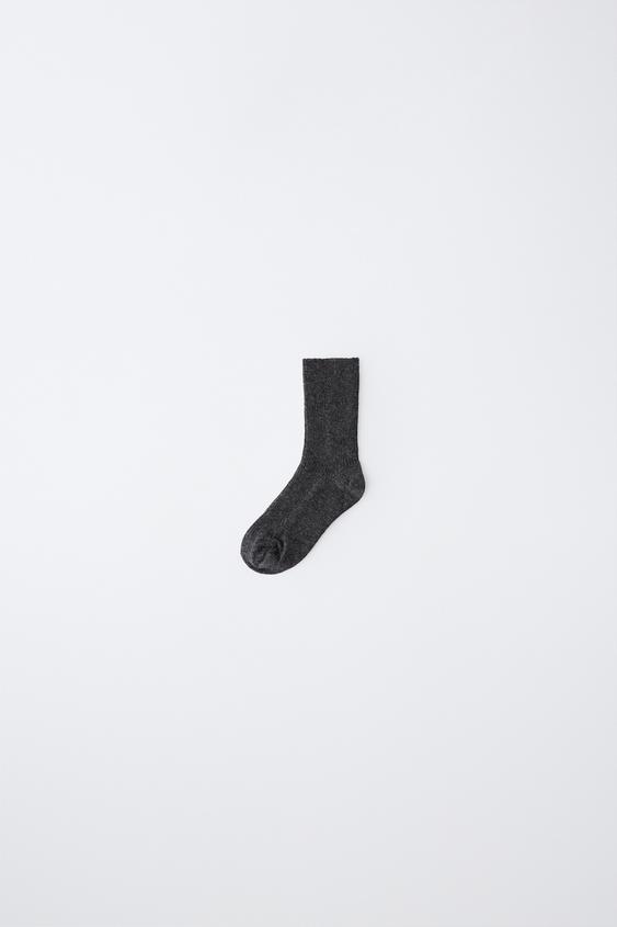 WOOL BLEND AND CASHMERE MID SOCKS - Dark anthracite by Zara - Image 0