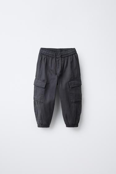 SOFT LOOSE-FITTING CARGO TROUSERS - Anthracite grey by Zara