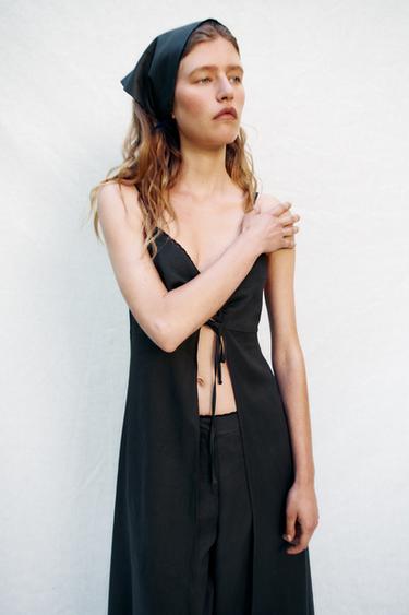 TOP LONG STYLE LINGERIE AVEC LIN - Gris anthracite de Zara - Image 2