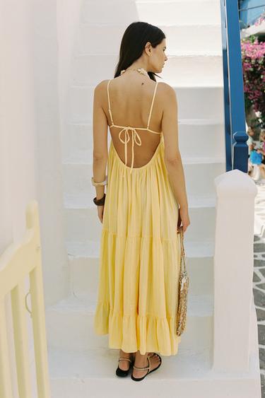 ROBE À PANNEAUX DOS NU - Jaune de Zara - Image 2
