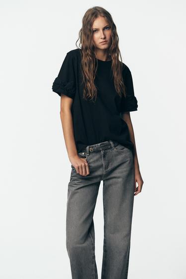 3D FLORAL T-SHIRT - Black by Zara