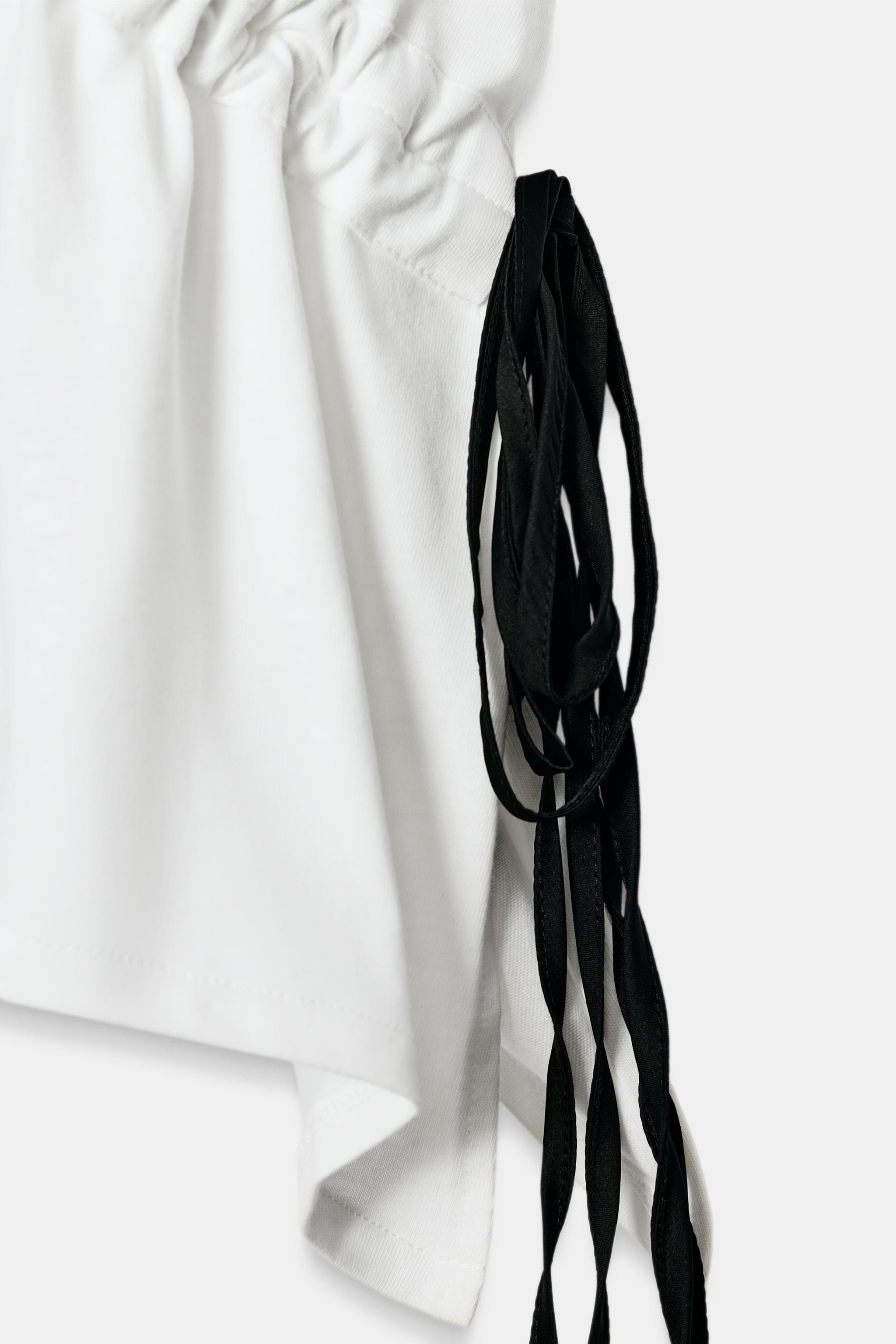 Zara KONTRAST BAĞCIKLI T-SHIRT görsel 7
