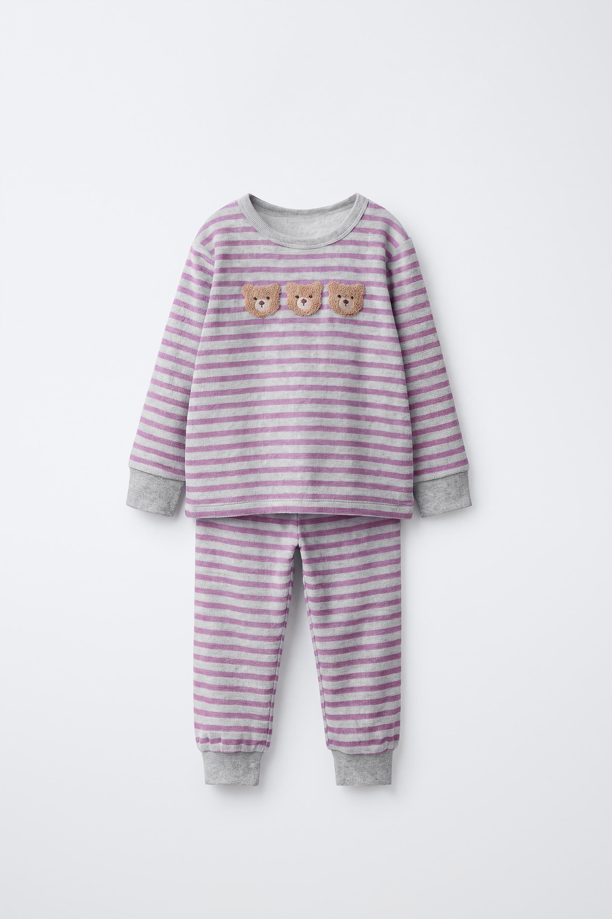 1 1/2-6 AÑOS/ PIJAMA VELOUR RAYAS OSOS