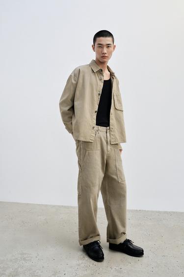 RELAXED FIT CARPENTER TROUSERS - Beige by Zara
