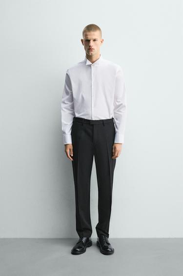 Zara TUXEDO COLLAR SHIRT - White - Image 0