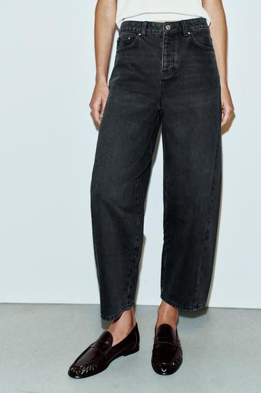 Z1975 HIGH-RISE BARREL JEANS — Black 2