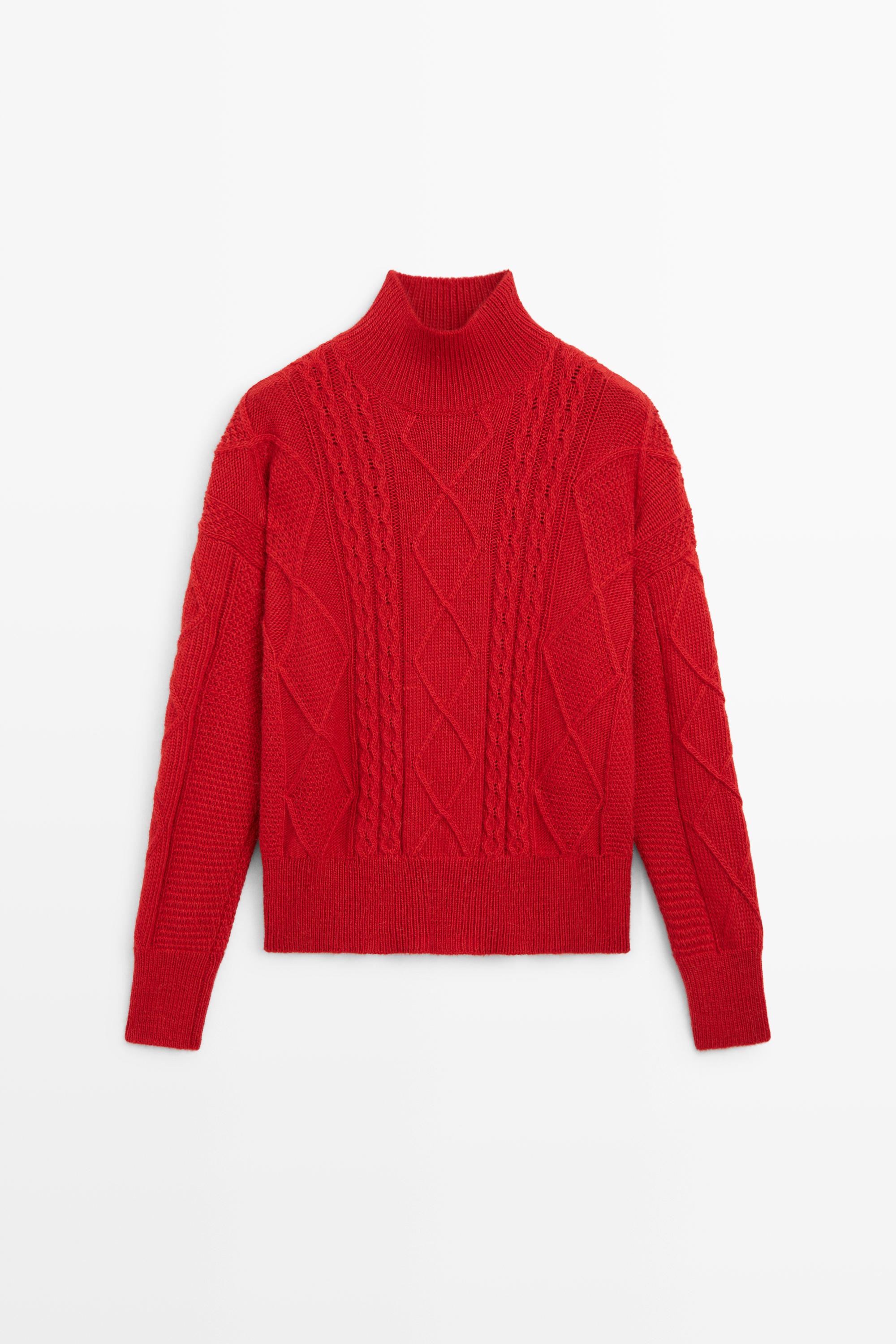 Wool blend cable-knit sweater
