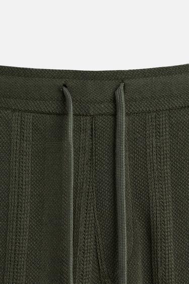 STRIPED TEXTURED TROUSERS - Green by Zara - Image 7