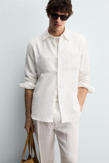 CHEMISE REGULAR FIT 100% LIN - Blanc de Zara - Image 4