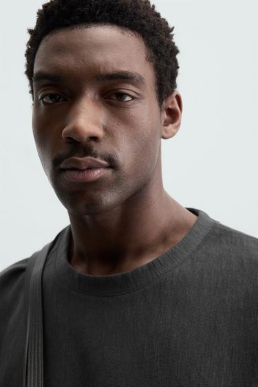 Zara RELAXED FIT STRUCTURED T-SHIRT - Dark gray