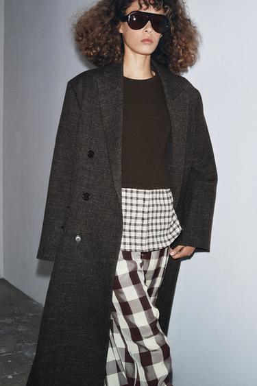 T-SHIRT COMBINÉ À CARREAUX - Marron de Zara - Image 8