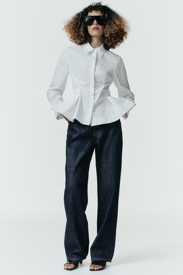 CAMISA POPELÍN PEPLUM ZW COLLECTION - Blanco de Zara