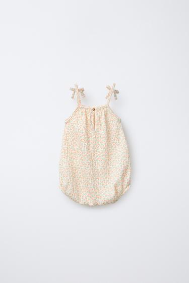 FLORAL TEXTURED BODYSUIT - Light ecru by Zara - Image 1