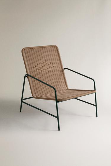 WOVEN OUTDOOR CHAIR WITH GEOMETRIC DETAIL - Brown / Green by Zara - Image 1