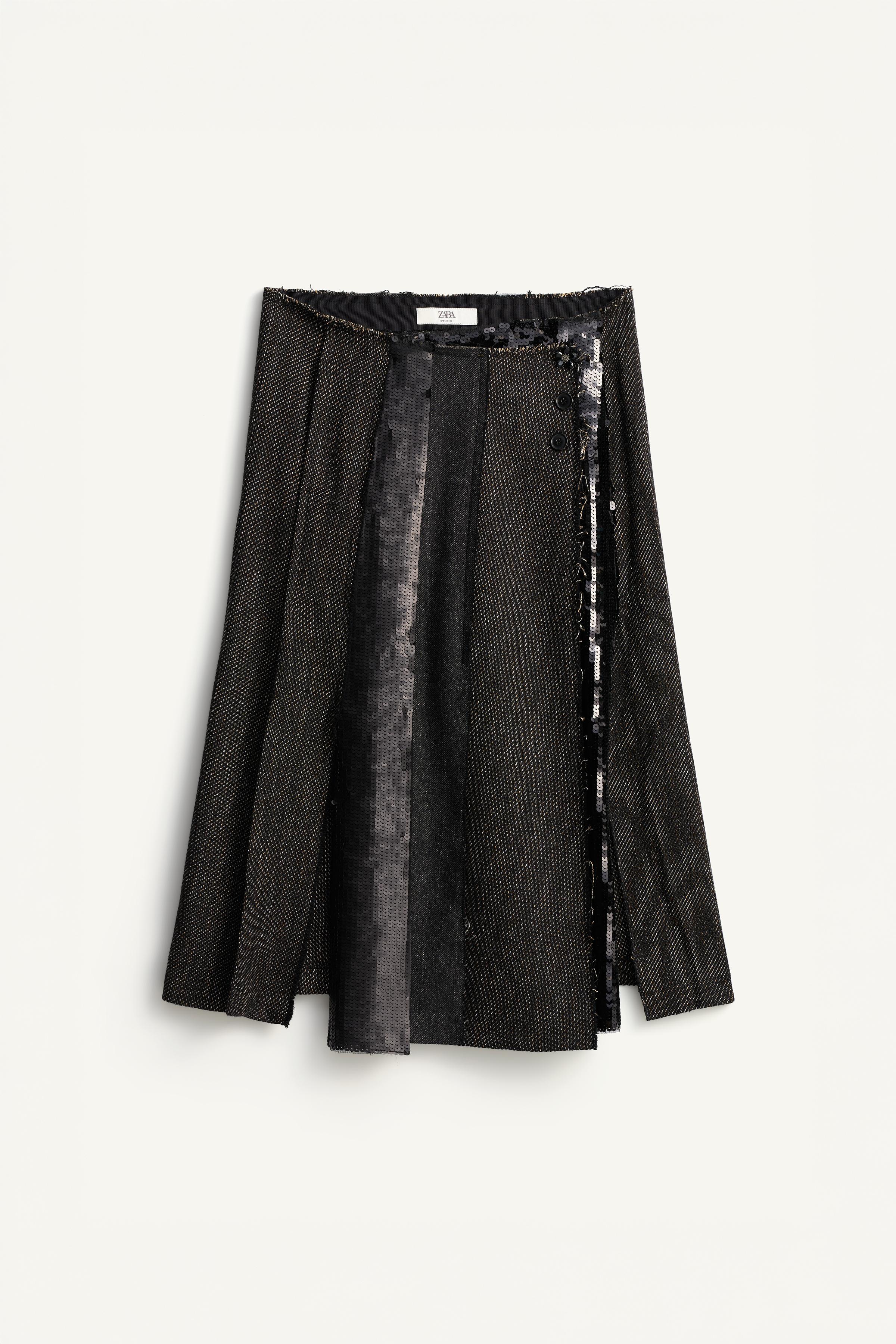 Limited Edition Sequin Mixed Fabric Skirt by Zara