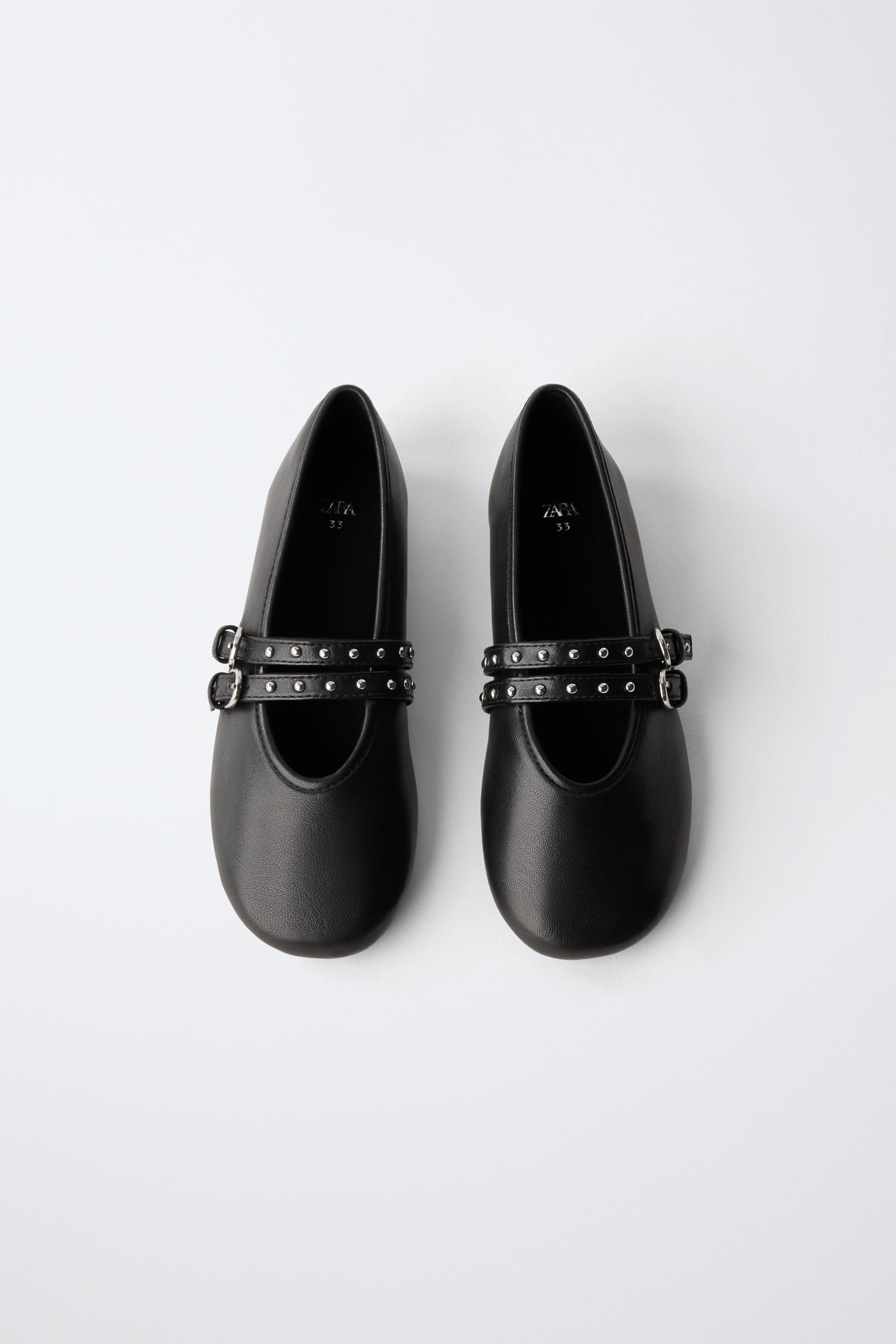 BALLERINES EN CUIR À DOUBLE BOUCLE